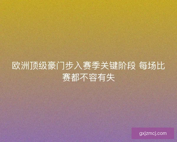 欧洲顶级豪门步入赛季关键阶段 每场比赛都不容有失