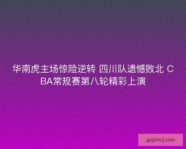 华南虎主场惊险逆转 四川队遗憾败北 CBA常规赛第八轮精彩上演