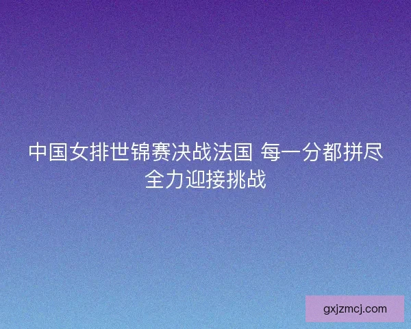 中国女排世锦赛决战法国 每一分都拼尽全力迎接挑战